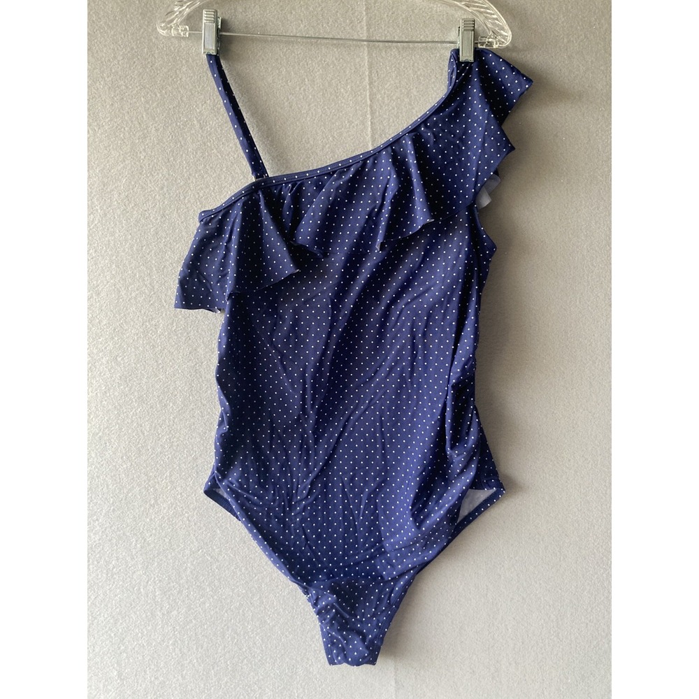 Motherhood Maternity Womens one piece swimsuit M Blue Polka Dot NEVER WORN 2414